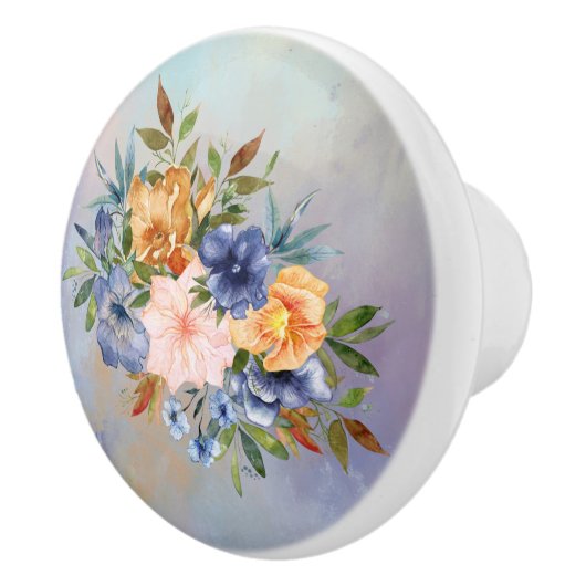 Mooie roze zachte pastel bloemen lade keramische knop (Rechts)