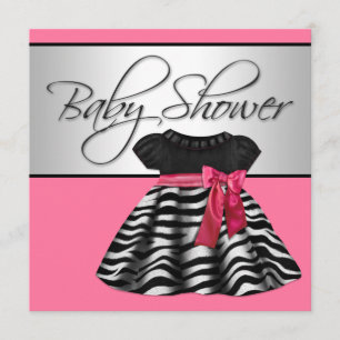 Mooie roze zebra baby showerjurk kaart