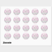 Mooie Roze Zilveren Damast & Lint Doop Sticker (Vel)