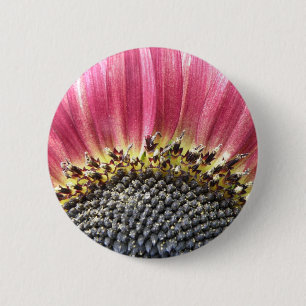 Mooie Roze Zonnebloem Knop Ronde Button 5,7 Cm