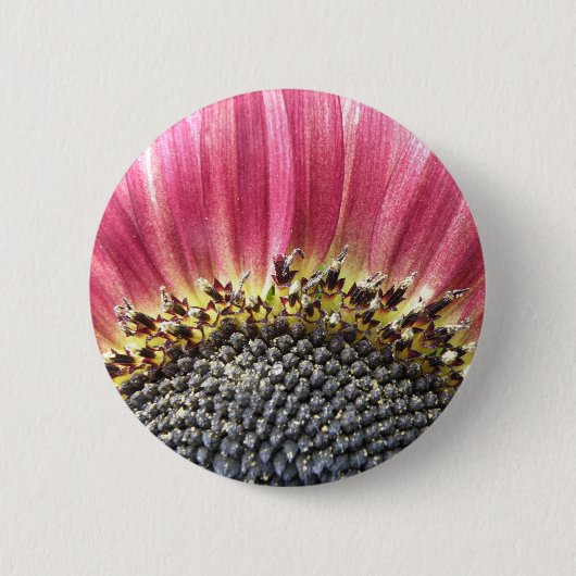 Mooie Roze Zonnebloem Knop Ronde Button 5,7 Cm (Voorkant)