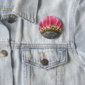 Mooie Roze Zonnebloem Knop Ronde Button 5,7 Cm (In situ)