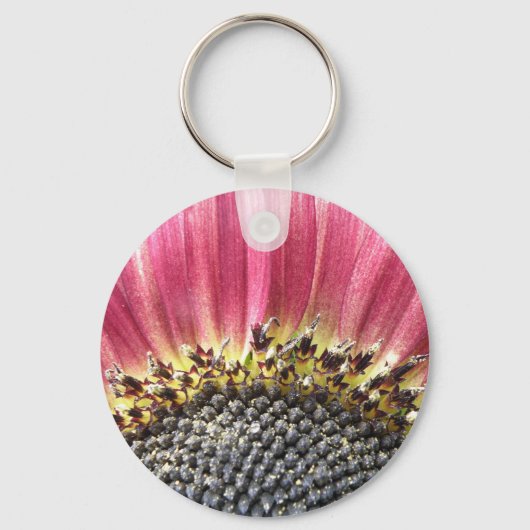 Mooie Roze Zonnebloem Sleutelhanger (Voorkant)