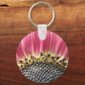 Mooie Roze Zonnebloem Sleutelhanger (Voorkant)