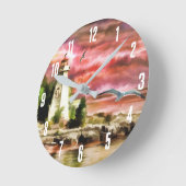 Mooie roze zonsondergang nautische vuurtoren kust ronde klok (Hoek)