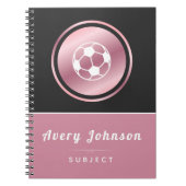Mooie Roze & Zwarte Meisjes Voetbal Naam Schoolvak Notitieboek (Voorkant)
