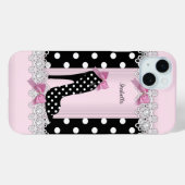 Mooie Roze Zwarte Stippen Hoge Hak Case-Mate iPhone Case (Achterkant (horizontaal))