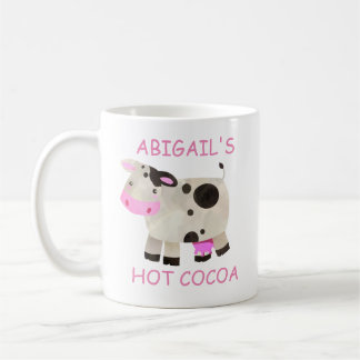 Mooie Roze Zwarte Witte Koe Heet Chocolademelk Koffiemok