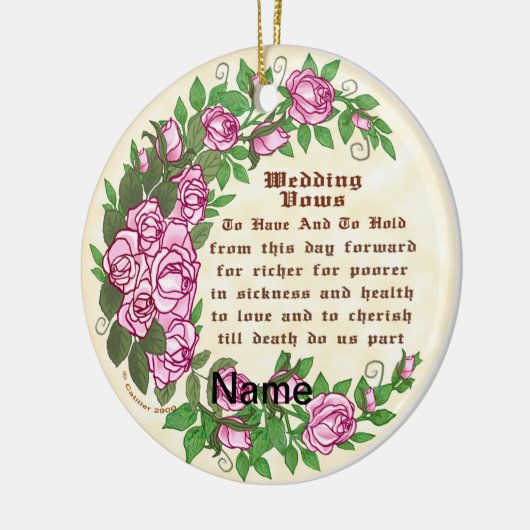 Mooie Rozen aangepaste bruiloft geloften Ornament (Links)