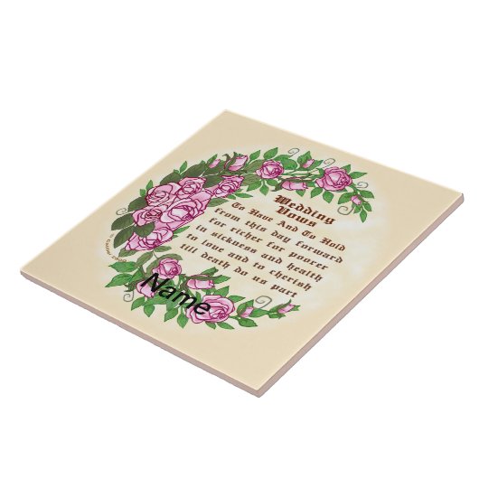 Mooie Rozen aangepaste bruiloft geloften Tegeltje (Zijkant)