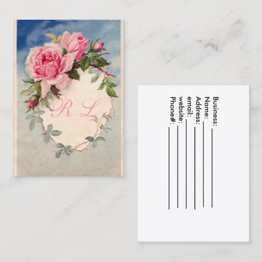 Mooie  Rozen, aangepaste monogram, Visitekaartje (Voorkant / Achterkant)