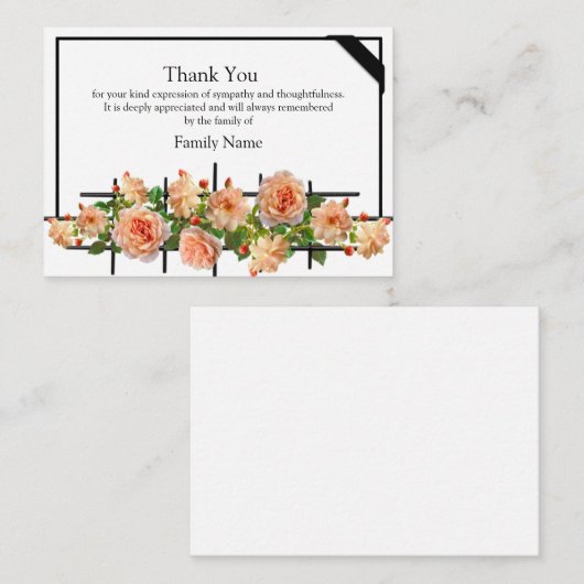 Mooie Rozen Abrikozen na begrafenis Hartelijk dank Notitiekaartje (Voorkant / Achterkant)