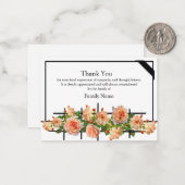 Mooie Rozen Abrikozen na begrafenis Hartelijk dank Notitiekaartje (Voorkant / Achterkant in situ)