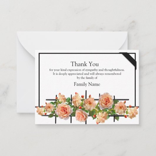 Mooie Rozen Abrikozen na begrafenis Hartelijk dank Notitiekaartje (Voorkant)