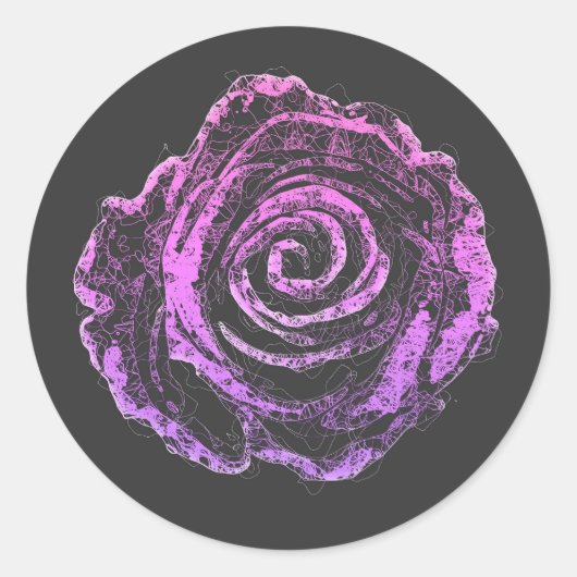 Mooie rozen bloemblaadjes schetsen kunst ronde sticker (Voorkant)