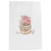 Mooie Rozen Bloemig Roze Perzik Crème Bruiloft Medium Cadeauzakje (Voorkant)