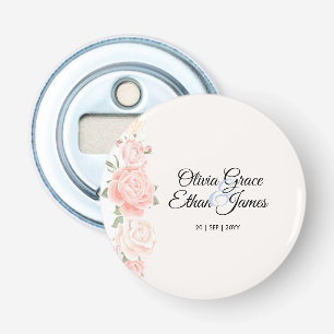 Mooie Rozen Bloemige Bruiloft Button Flesopener
