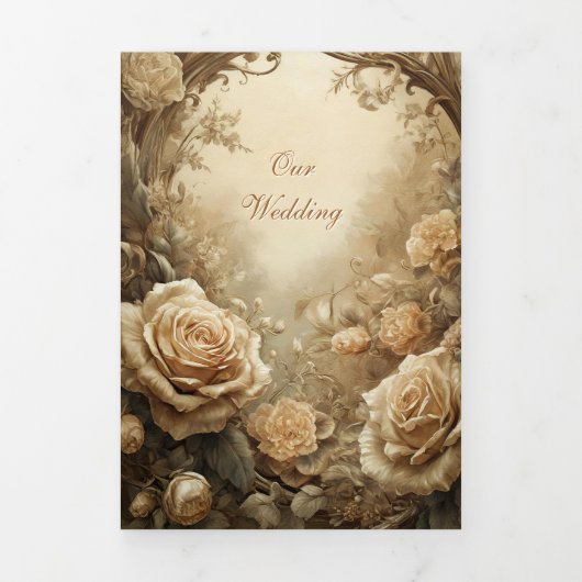 Mooie Rozen bruiloft Drieluik Uitnodiging (Cover)