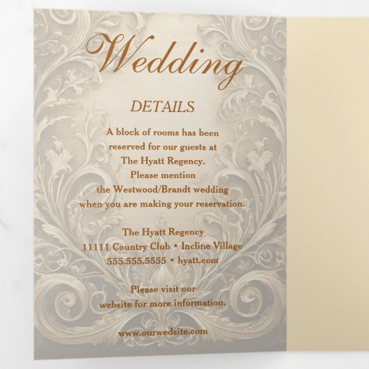 Mooie Rozen bruiloft Drieluik Uitnodiging (Binnenzijde eerst)