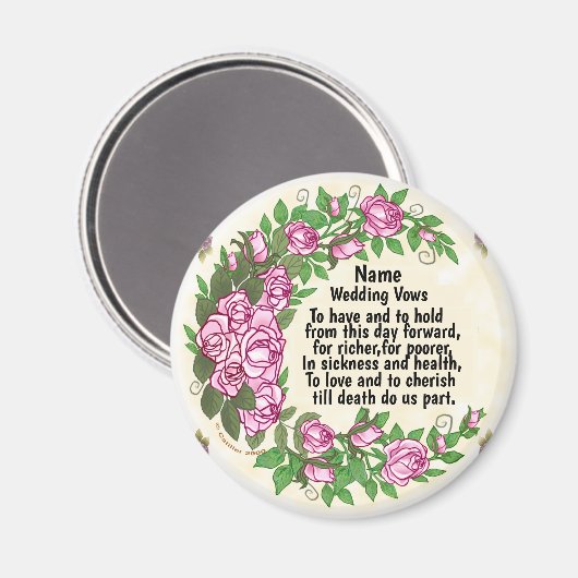 Mooie Rozen bruiloft geloften magneet (Voorkant / Achterkant)