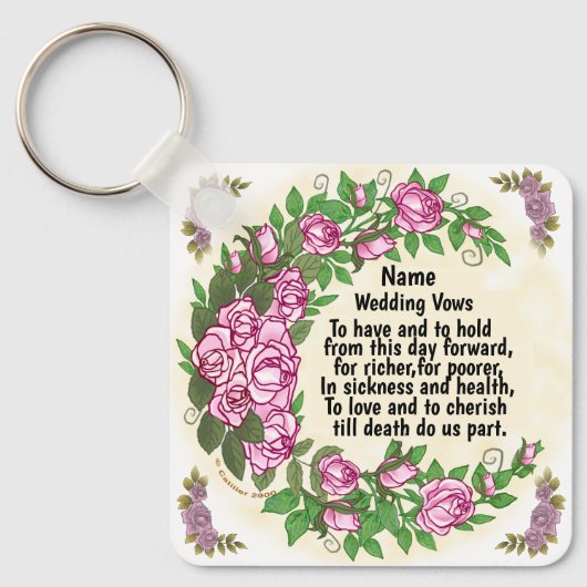 Mooie Rozen bruiloft geloften sleutelhangers (Voorkant)