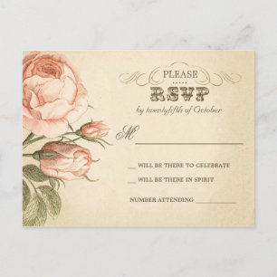 Mooie rozen bruiloft RSVP briefkaarten