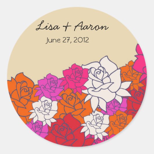 Mooie Rozen bruiloft sticker-4 Ronde Sticker (Voorkant)