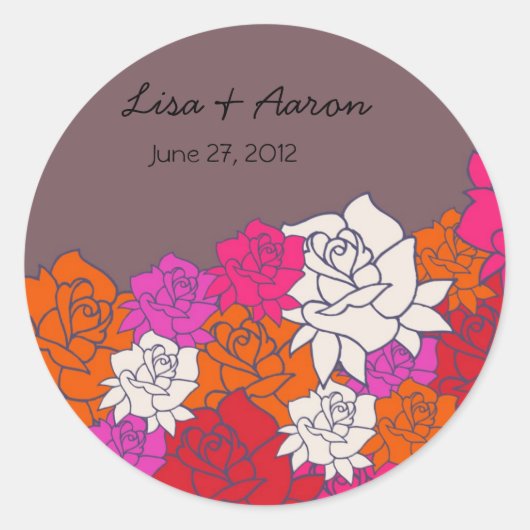 Mooie Rozen bruiloft sticker-5 Ronde Sticker (Voorkant)