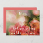 Mooie Rozen Dank u Maid of Honor Briefkaart (Voorkant / Achterkant)