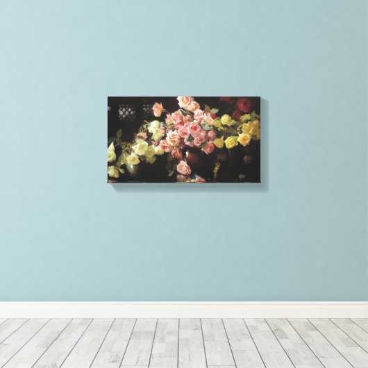 Mooie Rozen (door Joseph DeCamp) Canvas Afdruk (Insitu (Houten vloer))
