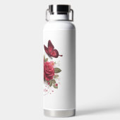Mooie Rozen en Vlinder Waterfles (Achterkant)