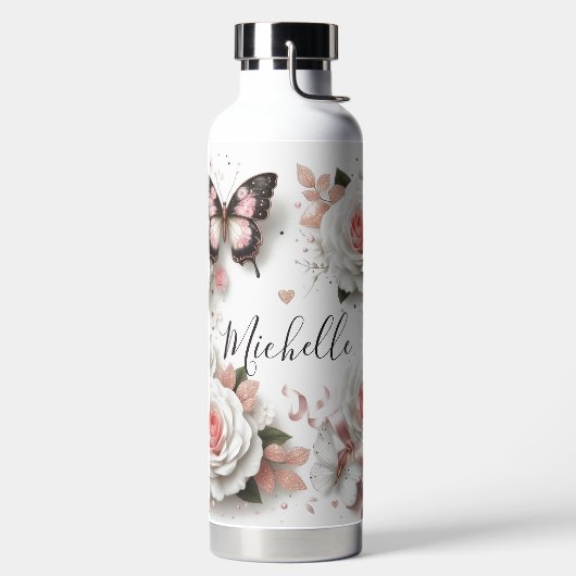 Mooie Rozen en Vlinder Waterfles (Links)