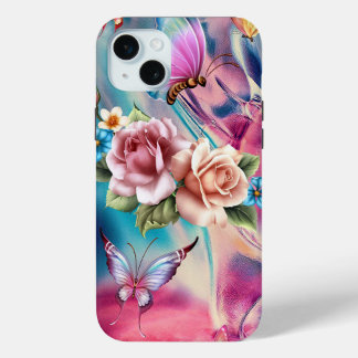 Mooie Rozen en vlinders iPhone 15 Mini Hoesje
