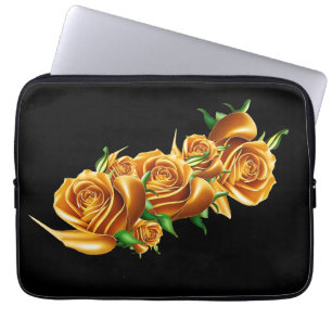 Mooie rozen goudbloemen laptop sleeve