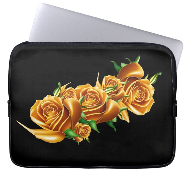 Mooie rozen goudbloemen laptop sleeve (Voorkant)