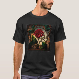 Mooie Rozen Illustratie Glas in lood Realist T-shirt