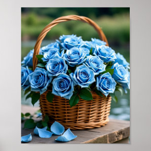 Mooie rozen in blauw poster