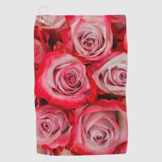Mooie rozen in roze en rood bloemboeket golfhanddoek (Voorkant)