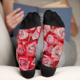 Mooie rozen in roze en rood bloemboeket sokken