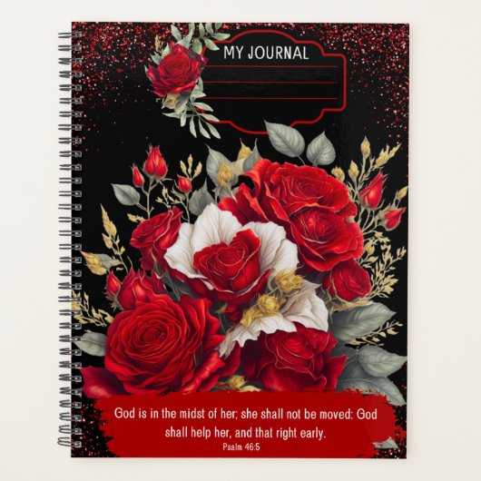 Mooie Rozen Journal met Psalm 46:5 Schriftuur Planner (Voorkant)