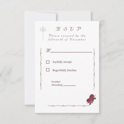 Mooie Rozen Katholiek RSVP Kaartje (Voorkant)