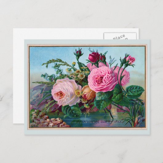 Mooie Rozen langs de watergroet Briefkaart (Voorkant / Achterkant)