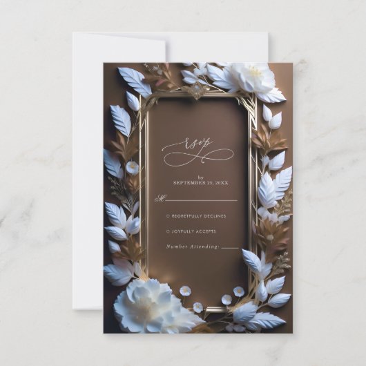 Mooie  Rozen met een gouden accent bruiloft RSVP Kaartje (Voorkant)