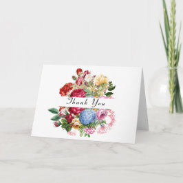 Mooie rozen met hortensia bloemstuk bedankje kaart