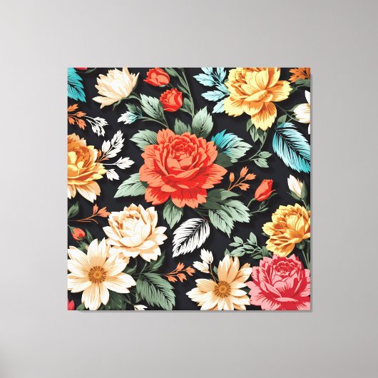 Mooie Rozen met zwarte achtergrond kunst Canvas Afdruk (Voorkant)