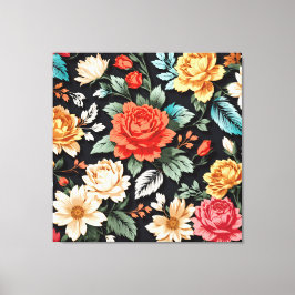 Mooie Rozen met zwarte achtergrond kunst Canvas Afdruk