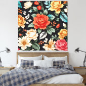 Mooie Rozen met zwarte achtergrond kunst Canvas Afdruk (Insitu (Slaapkamer))