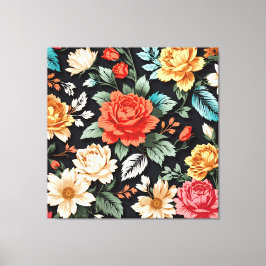 Mooie Rozen met zwarte achtergrond kunst Canvas Afdruk