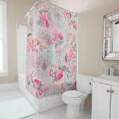 Mooie rozen op  papier textuur illustreren douchegordijn (In situ)