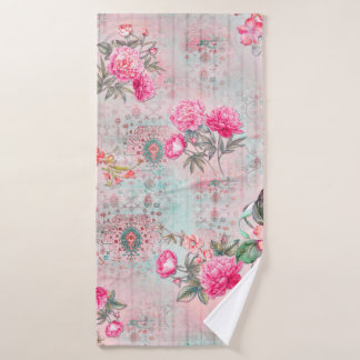 Mooie rozen op  papiertextuur illustreren badhanddoek